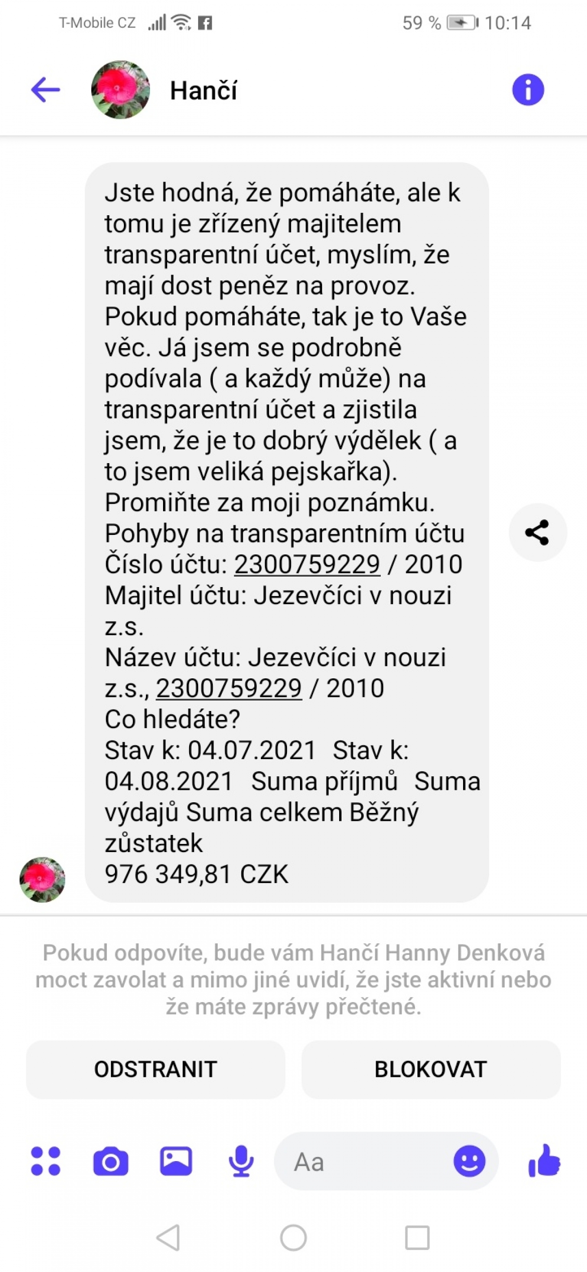 Kamarádi naši, mnozí dostáváte zprávy od paní Denkové